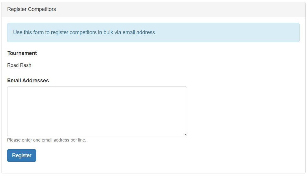 Bulk Tournament Registration