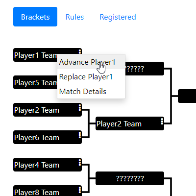 Single elimination brackets.